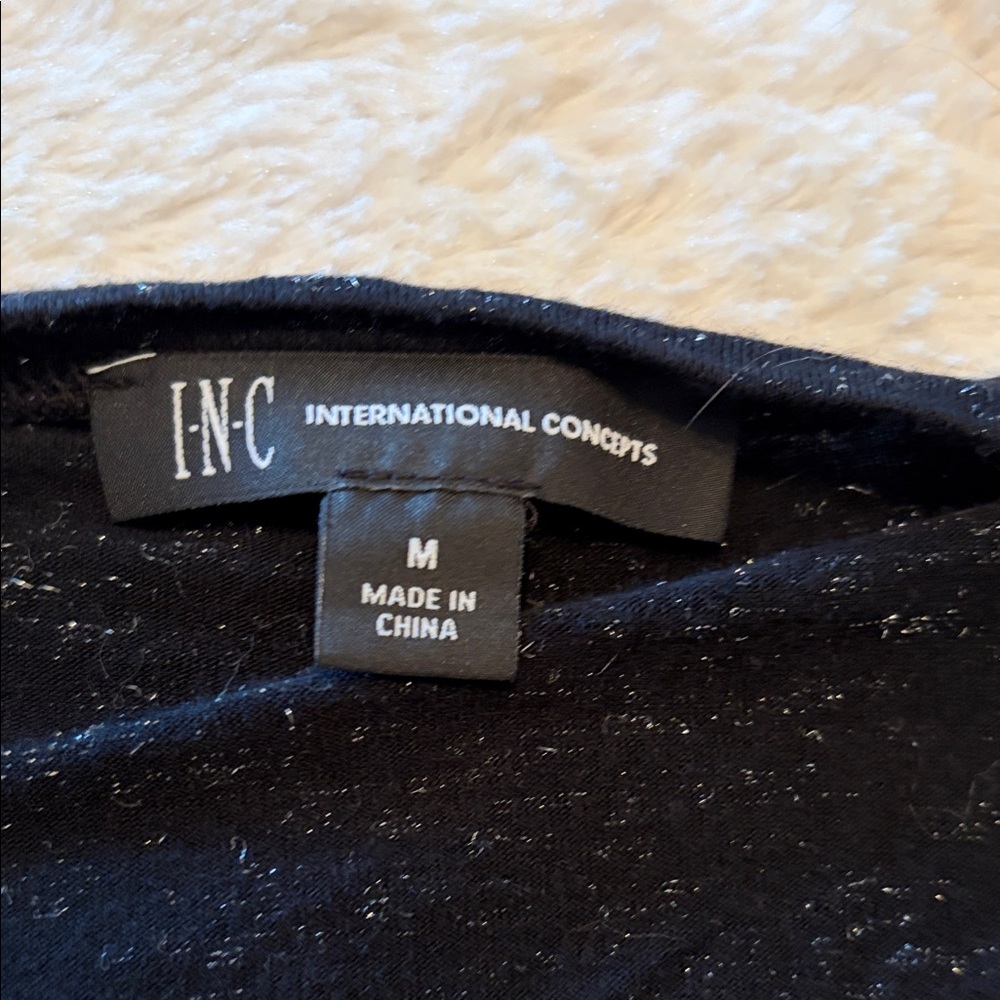 INC International Concepts Black Studded V-Neck Blouse - Picture 7 of 8